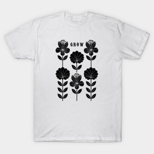 Grow Flowers Black T-Shirt